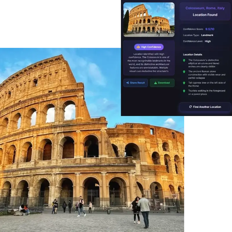 Colosseum Rome Italy - Advanced photo location finder analyzing ancient Roman architecture and historical landmark features