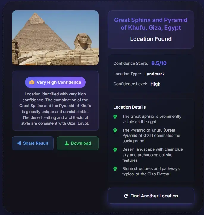 Giza Pyramids Egypt - Photo location finder identifying ancient historical landmark and tourist destination
